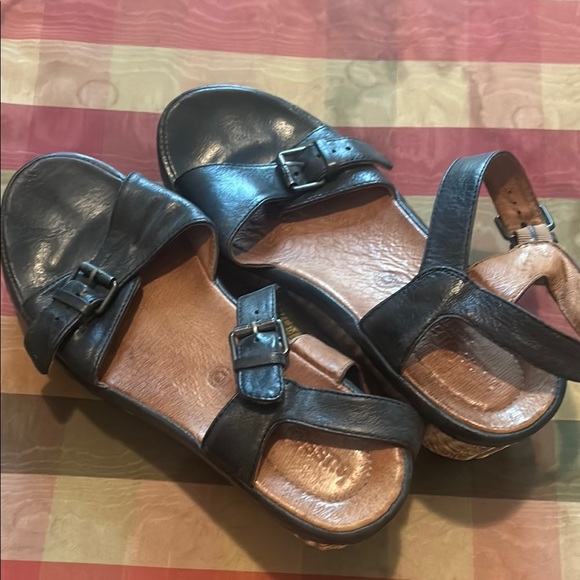 BUSSOLA Black Leather Sandals with Buckle Straps - Picture 1 of 5